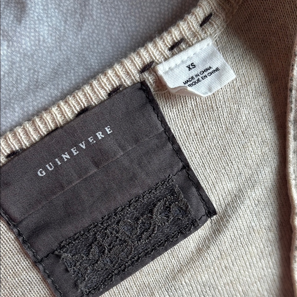 Anthropologie Cream/Beige Cardigan Sweater with V-Neck by Guinevere - Picture 2 of 6